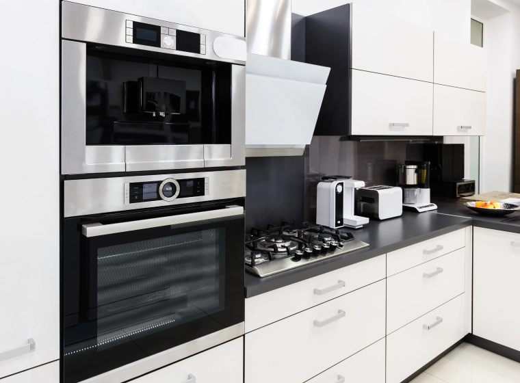 modern kitchen with electric appliances